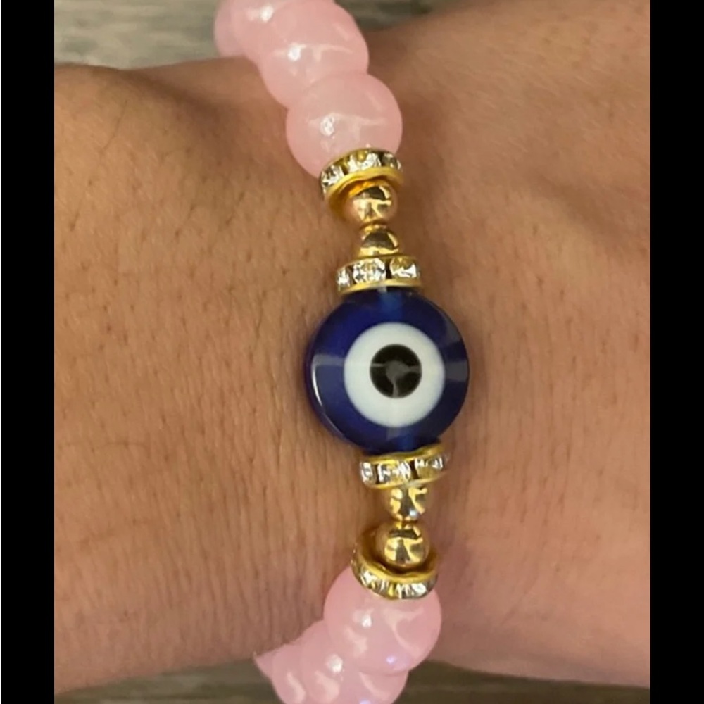 Pink and Blue Evil Eye Bracelet